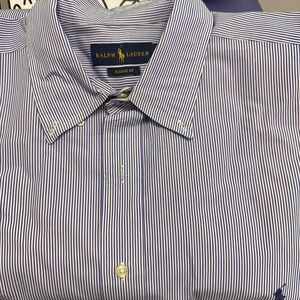 Ralph Lauren 2XLT Tall‎ Blue Striped Classic Fit Button Down Shirt Mens